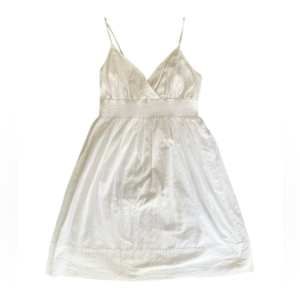BCBG Paris - 100% Cotton White Dress Spaghetti Straps - Size 10